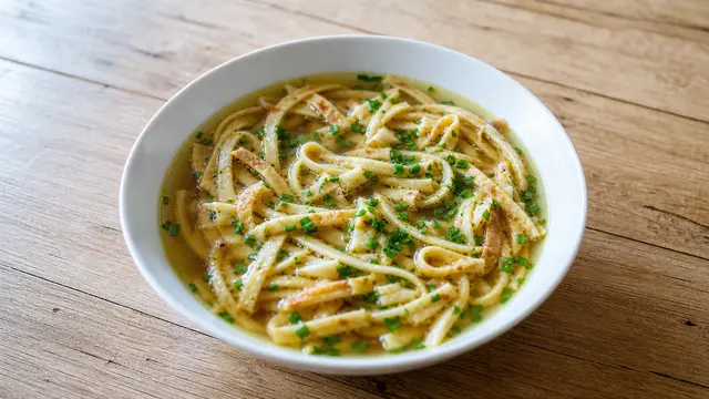 Flädlesuppe auf einem Teller