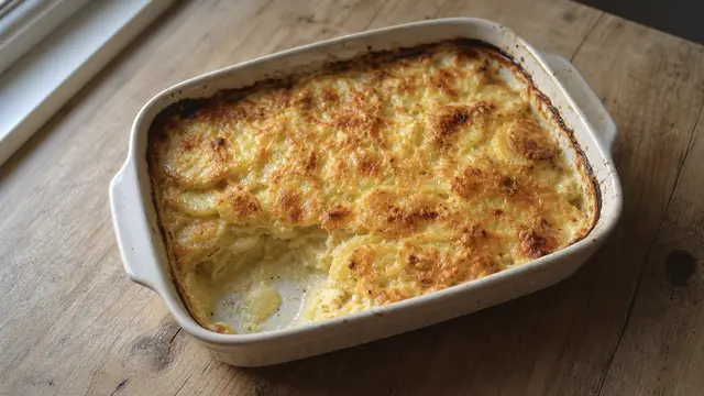 Kartoffelgratin auf einem Teller