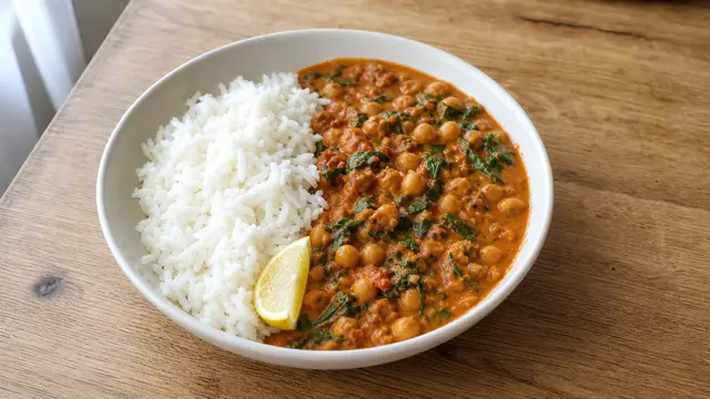 Kichererbsen-Curry auf einem Teller