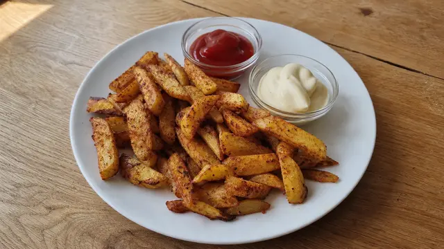 Ofenpommes auf einem Teller