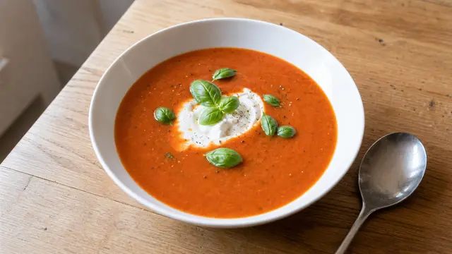 Tomatensuppe auf einem Teller